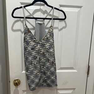 Bishop + Young Silver Sequin Halter Top
